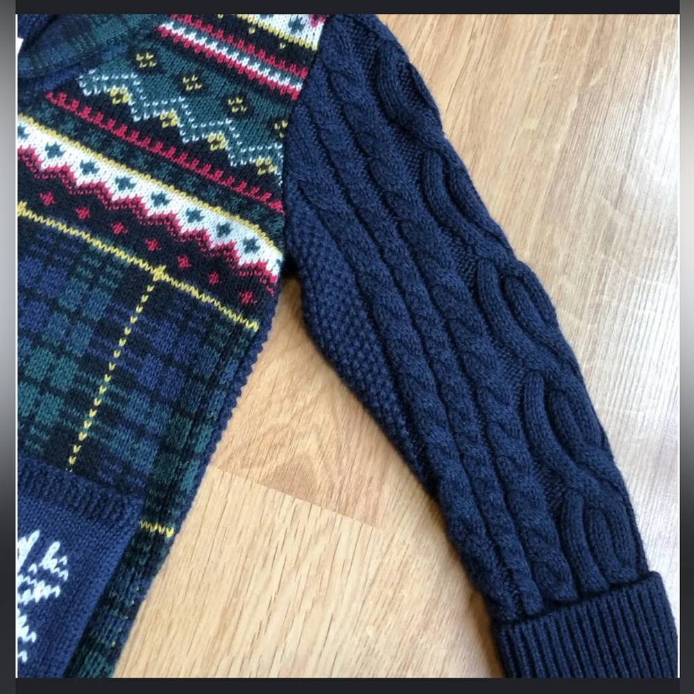 NWT Ralph Lauren Boys Patchwork Cable Knit Cardigan. Holiday Christmas - Picture 9 of 11